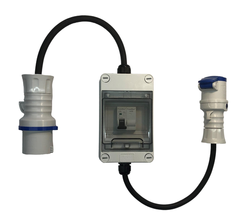 Industrial CEE connector adaptors and splitters