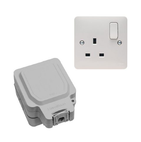 Weatherproof IP66 13A EV granny charger socket compliant with BS 1363-2 EV