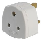 5A round pin plug to 13A plug adaptor to enable appliances with a BS 546 UK/Indian (type D) plug to be used with a 13A UK (type G) socket