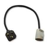 EV charging adaptor to enable EV granny chargers with a Danish plug to be used with a UK 13A socket.