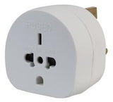 Travel adaptor to enable Australian/New Zealand 10A plugs to be used with a UK 13A socket.