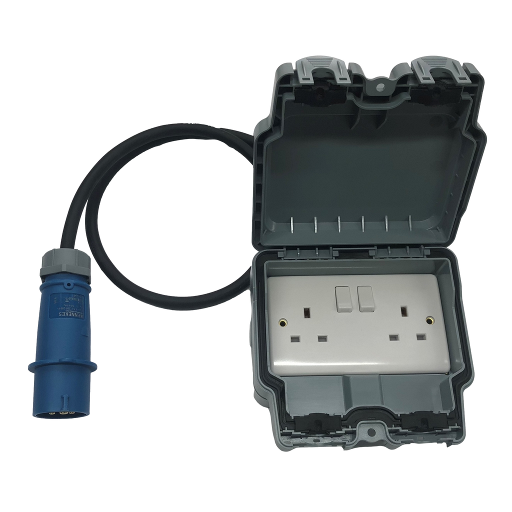 Generator weatherproof CEE and Schuko double socket adaptors (230v, 41 –  Tough Leads