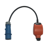Generator 230v 16A IEC60309 plug to splashproof UK 13A socket.