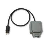 EV granny charger weatherproof travel adaptor to enable granny chargers with a UK 13A plug to be used with a 16A European Schuko socket.