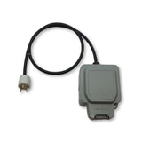 EV granny charger weatherproof travel adaptor to enable granny chargers with a UK 13A plug to be used with a 16A Danish socket.