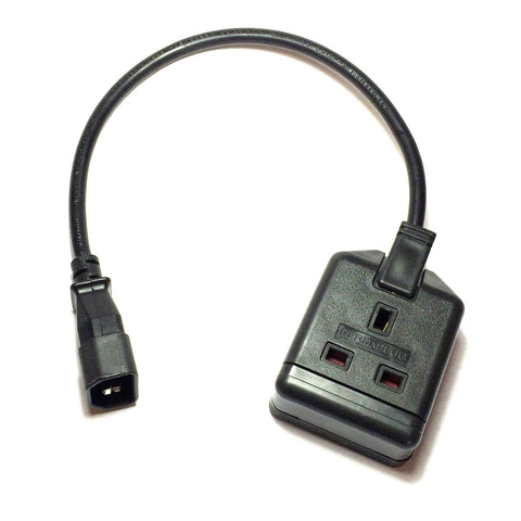Heavy duty IEC C14 plug to 13A socket adaptor computer server rack