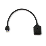 Heavy duty travel adaptor to enable appliances with a UK 13A plug to be used with 10A Italian sockets. H07RN-F rubber cable.