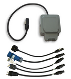 ModulEV Modular granny charger extension and travel adaptor system. Enables UK granny chargers to be connected to sockets across the World.