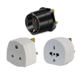 Travel adaptors for visitors to the UK to use appliances with UK 13A sockets.