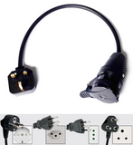 Range of heavy duty travel adaptors to enable appliance with a range or world wide plugs to be used with UK 13A sockets. H07RN-F rubber cable.
