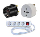 Range of adaptors to enable refugees from Ukraine to plug in appliances within the UK. Europlug, Schuko, 2 pin.