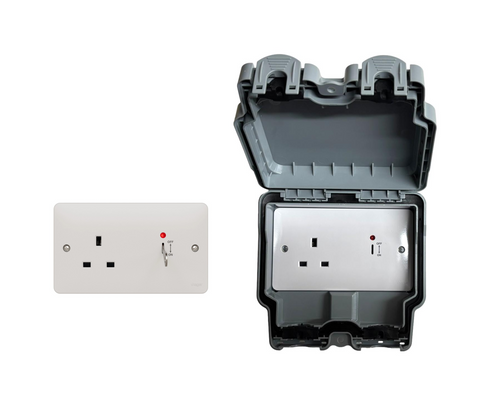 BS1363-2/EV rated socket for EV electrical vehicle charging IP66 weatherproof option