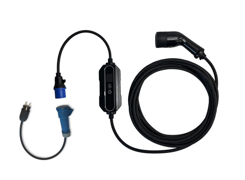 Advanced EV type 2 granny chargers with adaptors for use across Europe and Scandinavia and on campsites and marinas 