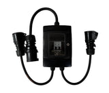 32A 230v to 2x 16A 230v black component stage lighting adaptor 