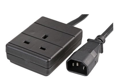 Heavy duty IEC C14 plug to 13A socket adaptor