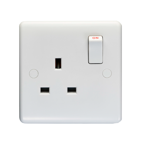 Eloe - 2 Gang British Standard 13A Double Pole Switched Socket - White - View #2