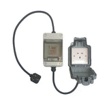 Heavy duty digital timer time switch, suitable for controlling high power appliances including electrical vehicles (EVs), heaters and Christmas lights. 13A plug and weatherproof IP66 socket. Commercial, industrial. Weatherproof IP55 enclosure. H07RN-F rubber cable.