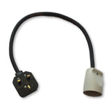 Heavy duty travel adaptors to enable appliance with a Danish plug to be used with a UK 13A socket. H07RN-F rubber cable.