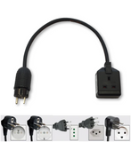 Range of heavy duty travel adaptor to enable appliances with a UK 13A plug to be used with a range of world wide sockets. H07RN-F rubber cable.