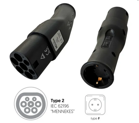 Type 2 to European socket adaptor