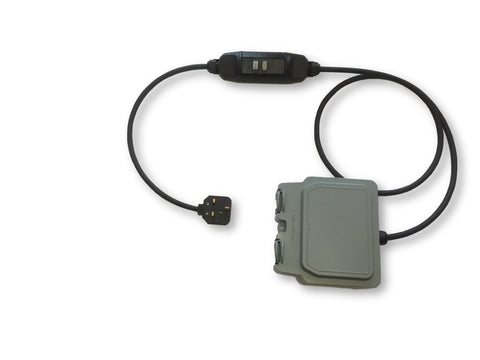 Heavy duty extension lead for hot tubs with a 13A UK plug. H07RN-F rubber cable and inline RCD. USB socket option.
