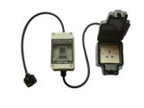 Heavy duty digital timer time switch, suitable for controlling high power appliances including electrical vehicles (EVs), heaters and Christmas lights. 13A UK plug, IP66 rated weatherproof 13A socket. Commercial, industrial. Weatherproof IP55 enclosure. H07RN-F rubber cable.