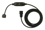 Extension lead to enable hot tubs with a 16A European Schuko or CEE7/7 plug to be connected to a UK 13A socket. Inline RCD, H07RN-F rubber cable.