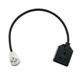 Heavy duty travel adaptor to enable appliances with a UK 13A plug to be used with 16A Israel sockets. H07RN-F rubber cable.