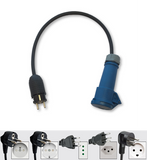 Range of Tesla compatible travel adaptors to enable Tesla UMC with a 230v 16A IEC60309 commando plug to be used across the world.