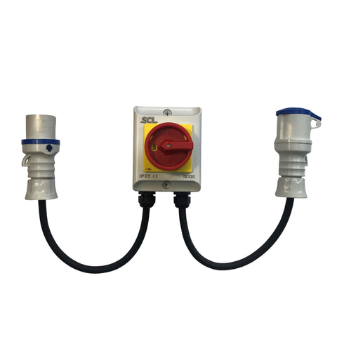Plug-in isolator 230v 16A with IEC 60309 commando connectors