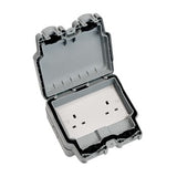 Hamilton IP66 high quality outdoor double socket, ideal for garden heaters and hot tubs.